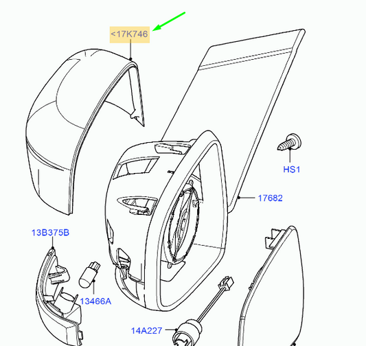 new ford focus mk3 c346 front right door mirror chromed cover 1529572 original