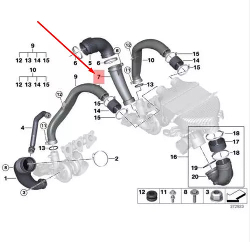 NEW BMW M3 F80 LOWER AIR DUCT TUBE PIPE 13717846272 7846272 ORIGINAL