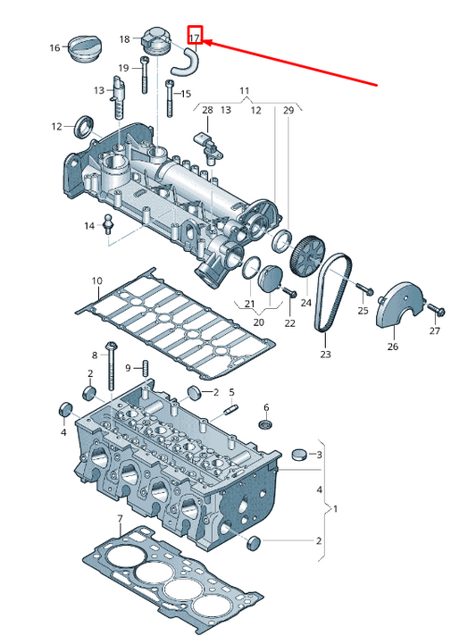 new vw golf sportsvan am cylinder head cover vent hose 04e103560h original