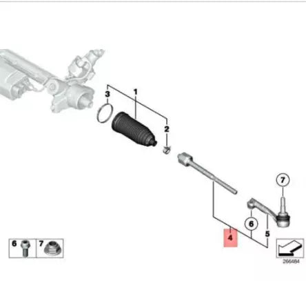 NEW BMW X5 F15 F85 M RIGHT STEERING LINKAGE TIE ROD 32106858737 ORIGINAL