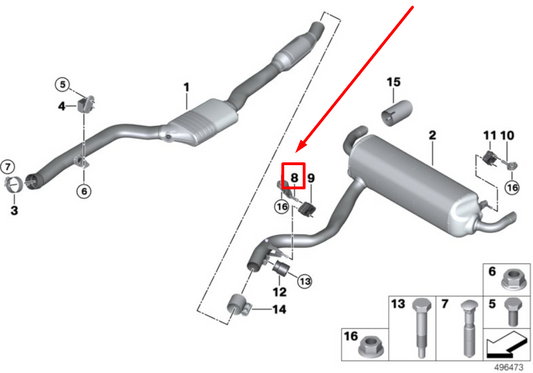 new bmw 3 g20, g28 rear exhaust system bracket 7933856 18307933856 original