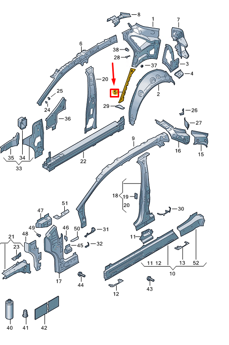 new vw id.4 e21 rear lh lower quarter panel extension bracket 11a810421 original