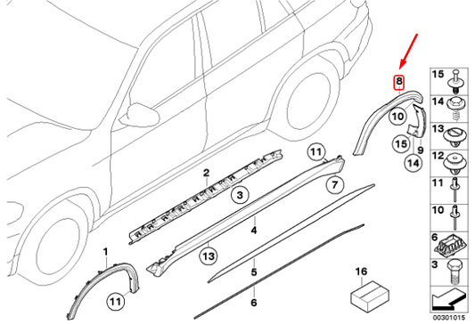 new bmw x5 e70 rear right wheel arch m trim cover 51778037294 8037294 original