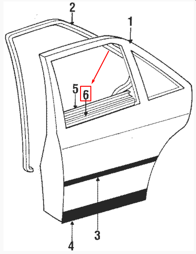 new mercedes-benz e w124 rear right lower outer window seal a1247350265 original