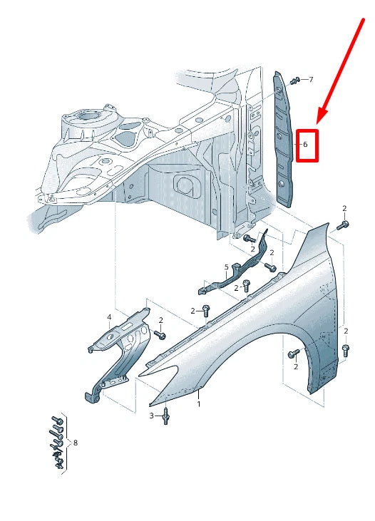NEW AUDI A6 C8 FRONT LEFT INNER FENDER FILLER PANEL 4K0821111 ORIGINAL