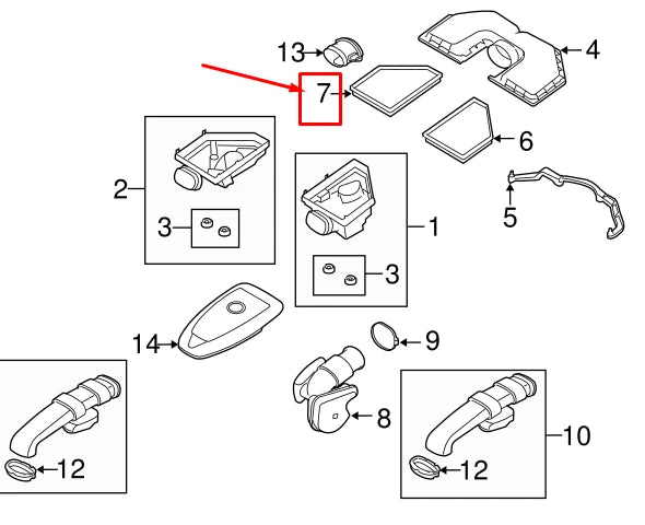 NEW BMW X5 E70 ENGINE RIGHT AIR FILTER ELEMENT 13717548898 ORIGINAL