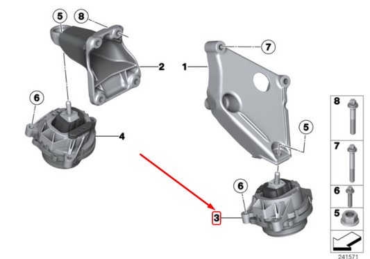 new bmw x3 f25 left side engine mount 22116850481 6850481 original