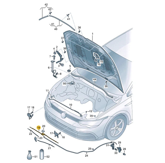 NEW VOLKSWAGEN GOLF MK8 FRONT BONNET HOOD LOCK CABLE 5H0823531E ORIGINAL