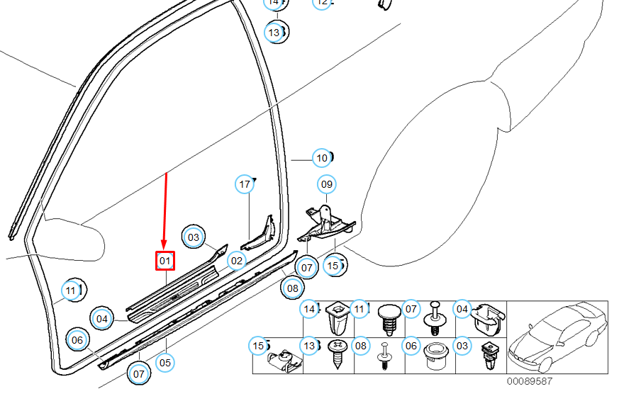 new bmw 3 coupe e46 interior left entrance cover strip 51478239959 original