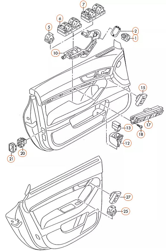 NEW AUDI A6 C6 DOOR MIRROR CONTROL BUTTON SWITCH 4F0959565A5PR 2010 ORIGINAL