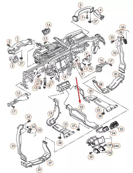 NEW AUDI A4 B8 INSTRUMENT PANEL DASH AIR DUCT 8K0857039 ORIGINAL