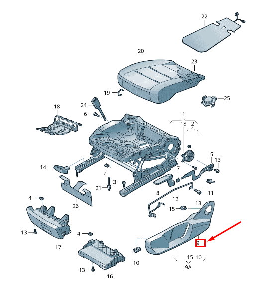 new seat arona kj front right outer seat frame trim 2g488131482v original
