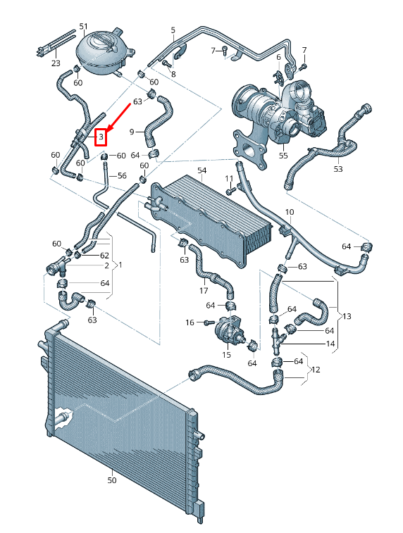 new vw beetle 5c engine coolant hose 04e122447as original