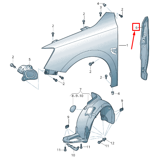 new skoda fabia mk3 nj front left inner wing close trim 6v0821111 original