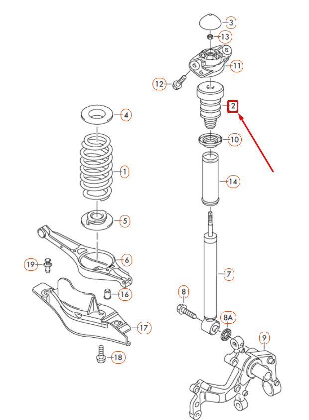 new vw golf 5k mk6 rear suspension shock absorber bump stop 1k0511353p original