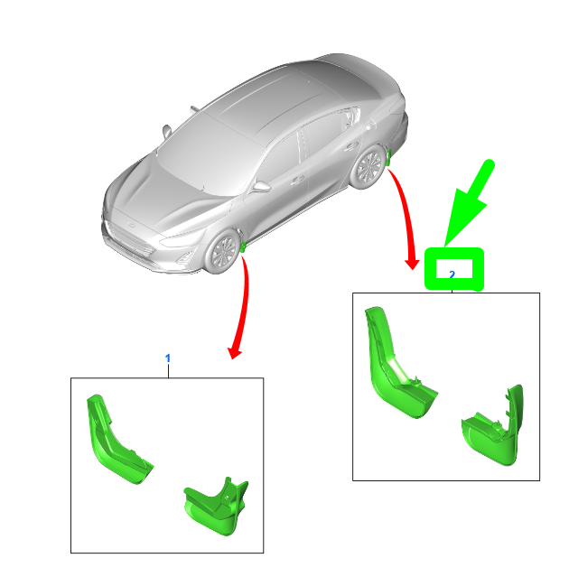 new ford focus c519 mk4 rear mudguard flap kit 2136901 amjx7j-a286a12-aa