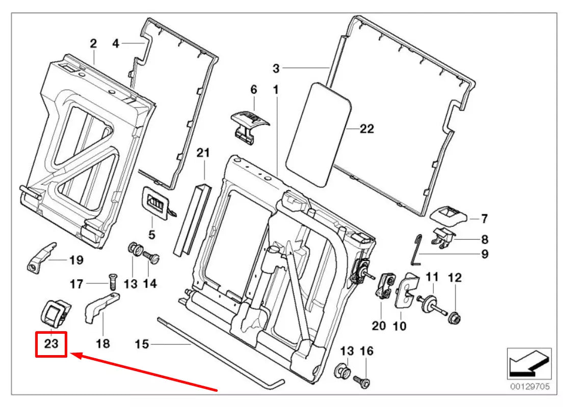 NEW BMW 5 E39 REAR SEAT ISOFIX COVER 52207053140 7053140 ORIGINAL