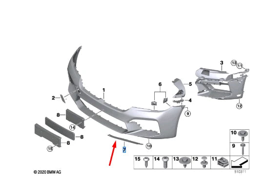 NEW BMW M5 F90 FRONT BUMPER RIGHT PRESSURE LIP 51118084176 ORIGINAL