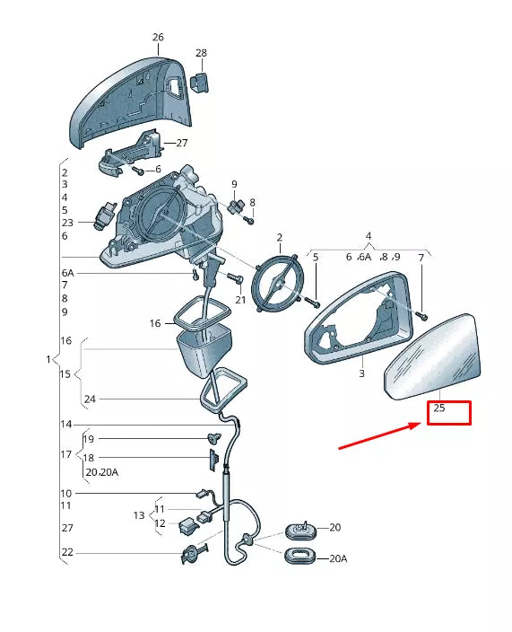 NEW AUDI A4 AVANT B9 FRONT RIGHT DOOR MIRROR GLASS 8W0857536E