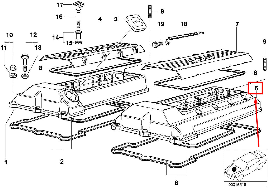 NEW BMW Z8 ROADSTER E52 ENGINE VALVE COVER 1703179 11121703179 ORIGINAL