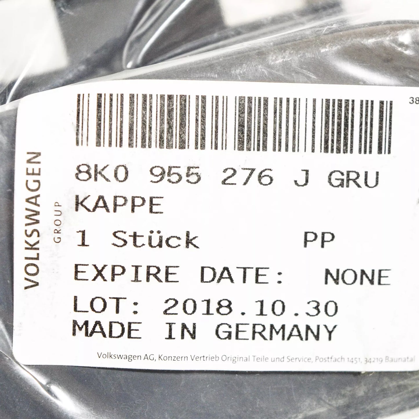 NEW AUDI A4 B8 FRONT BUMPER RIGHT HEADLIGHT WASHER COVER 8K0955276J GRU ORIGINAL