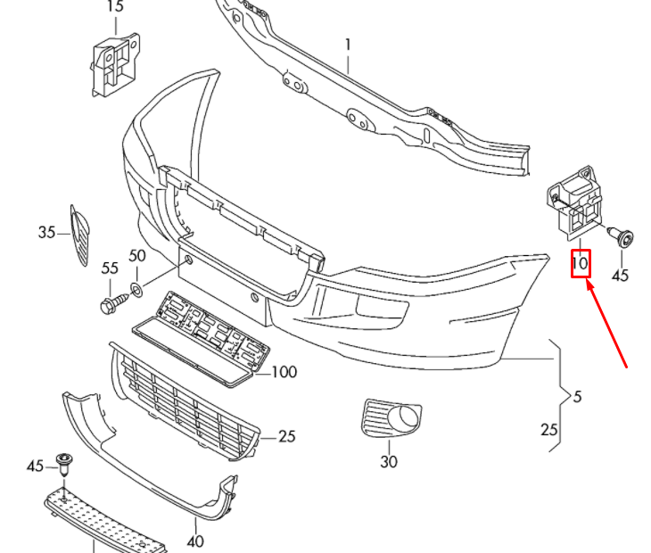 NEW VOLKSWAGEN CRAFTER MK1 2F FRONT BUMPER LEFT GUIDE 2E0807177 ORIGINAL
