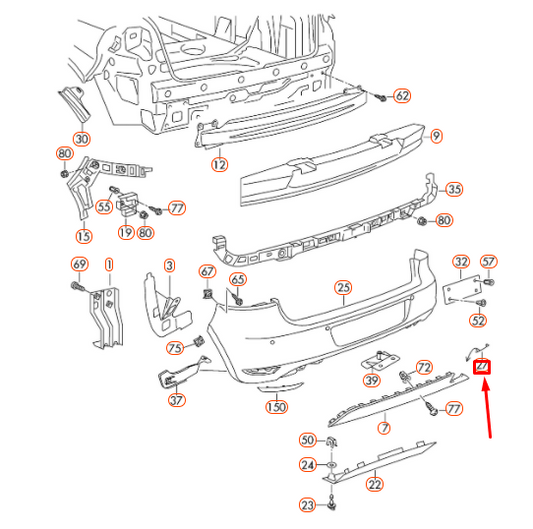 new vw golf mk5 rear bumper tow eye cover 5k68074419b9 original