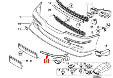 NEW BMW 5 E39 M FRONT BUMPER LEFT SIDE RUB MOULDING STRIP 51117894139 ORIGINAL