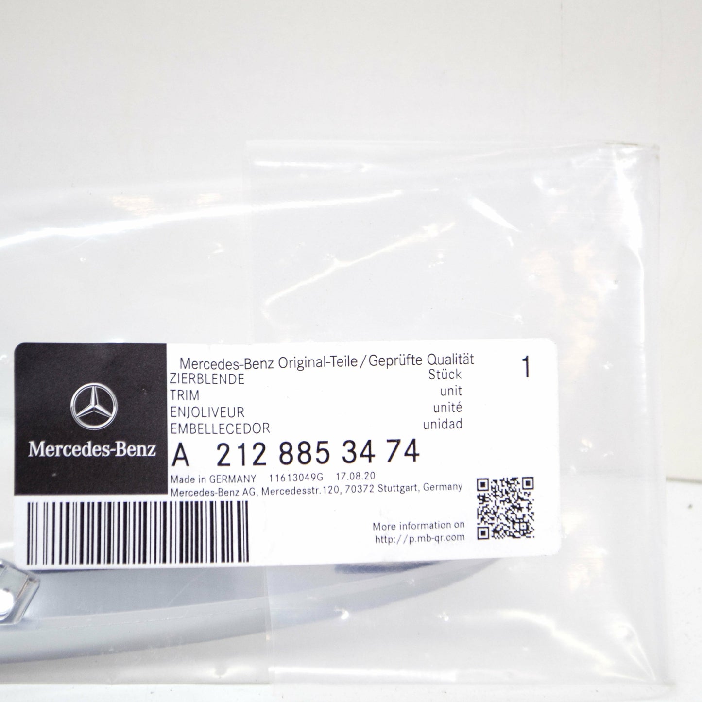 NEW MERCEDES-BENZ E W212 FRONT RIGHT UNDER GRILLE MOLDING A2128853474 ORIGINAL