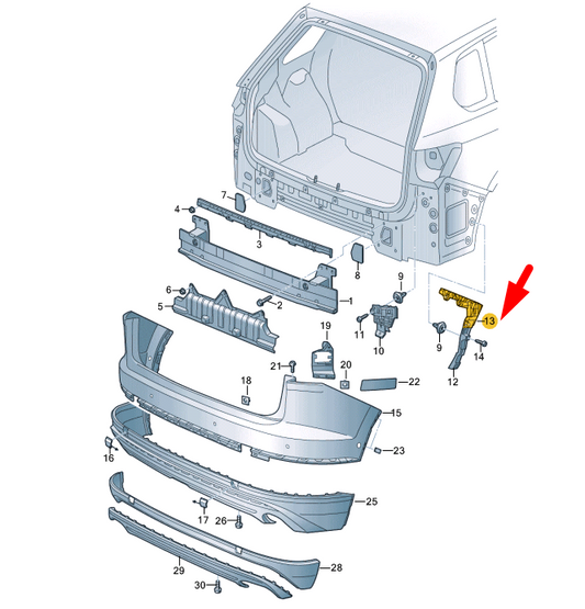 new vw touareg cr rear left bumper outer upper bracket 760807355c original