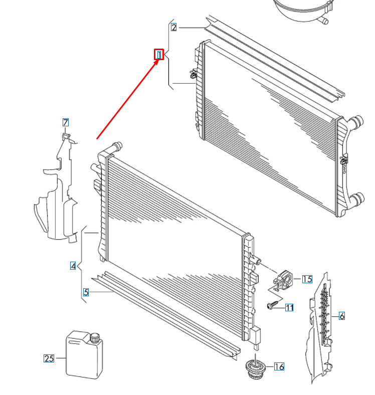 new audi q2 engine cooling radiator 5q0121251gd original