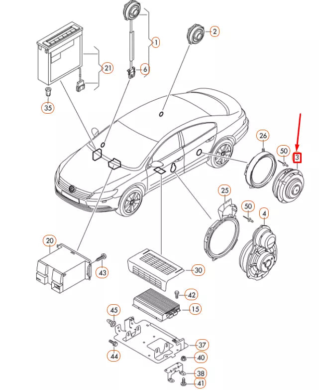 NEW VOLKSWAGEN CC REAR RIGHT DOOR BASS LOUDSPEAKER 3C8035453