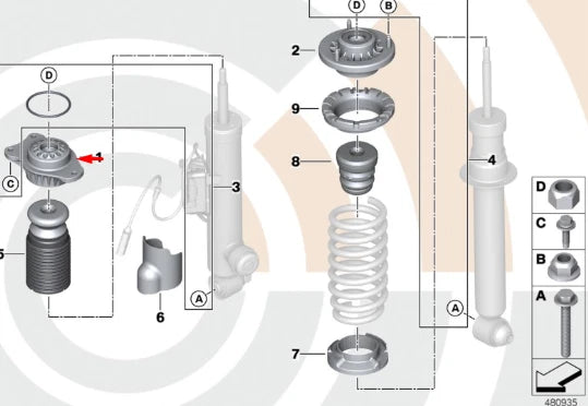 NEW BMW 5 F07 REAR RIGHT SHOCK ABSORBER SUPPORT GUIDE 33506781682 ORIGINAL