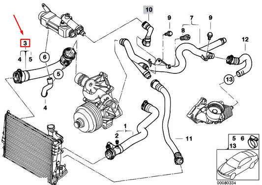 NEW BMW 3 E46 COOLING SYSTEM WATER HOSE 11537789719 ORIGINAL