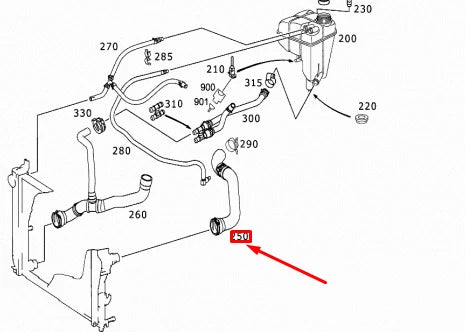 NEW MERCEDES-BENZ SL R230 AMG RADIATOR TOP COOLANT HOSE A2305011582 ORIGINAL