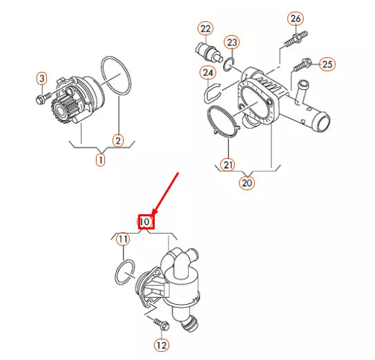 NEW AUDI A4 B8 COOLANT REGULATOR HOUSING WITH THERMOSTAT 03L121111AD