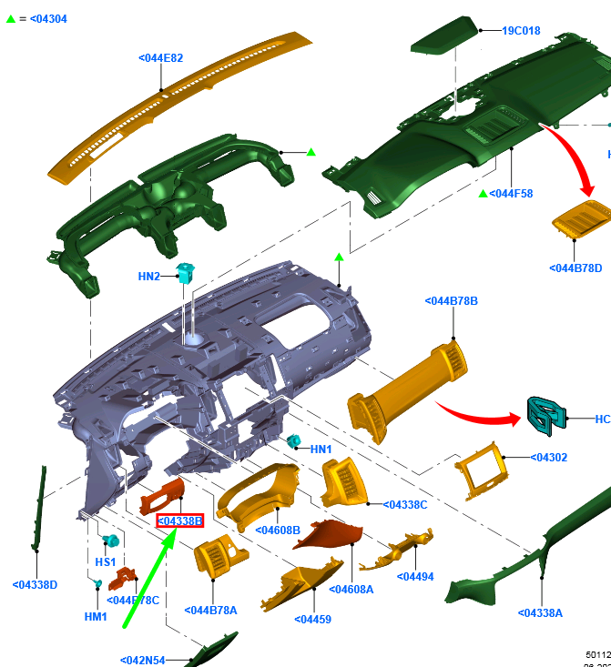 new ford ranger t6 mk1 instrument lower panel assy rhd 1929444 original