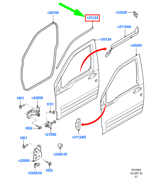 new ford transit connect mk1 front left door upper seal 5082416 original