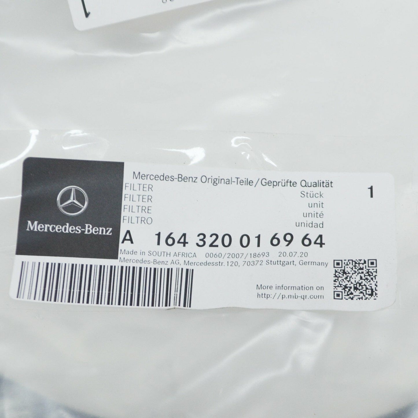 NEW MERCEDES-BENZ ML W164 COMPRESSOR FILTER A1643200169 ORIGINAL