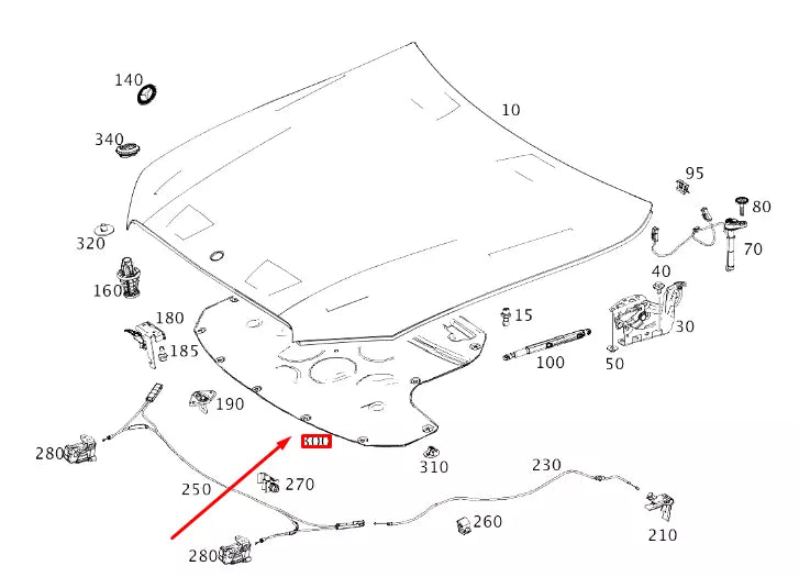 NEW MERCEDES-BENZ E C238 FRONT ENGINE HOOD DAMPING A2136820026 ORIGINAL