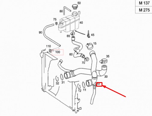 NEW MERCEDES-BENZ CL C215 RADIATOR TOP HOSE A2205013982 ORIGINAL