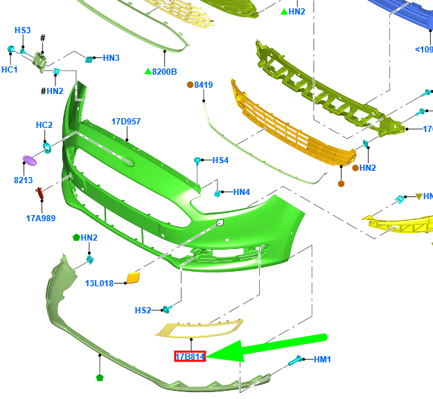 new ford galaxy mk3 cd390 front right fog lamp grille trim 1895411 original