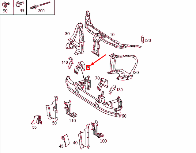 NEW MERCEDES-BENZ S W220 FRONT STIFFENING RIGHT BRACKET A2206204814 ORIGINAL