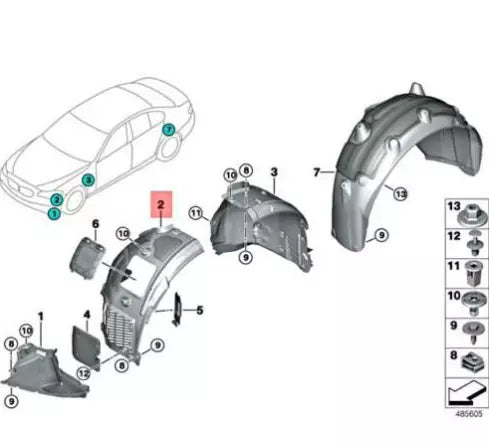 NEW BMW 5 G30 FRONT RIGHT FENDER WHEEL LINET FRONT PART 51717340786 ORIGINAL