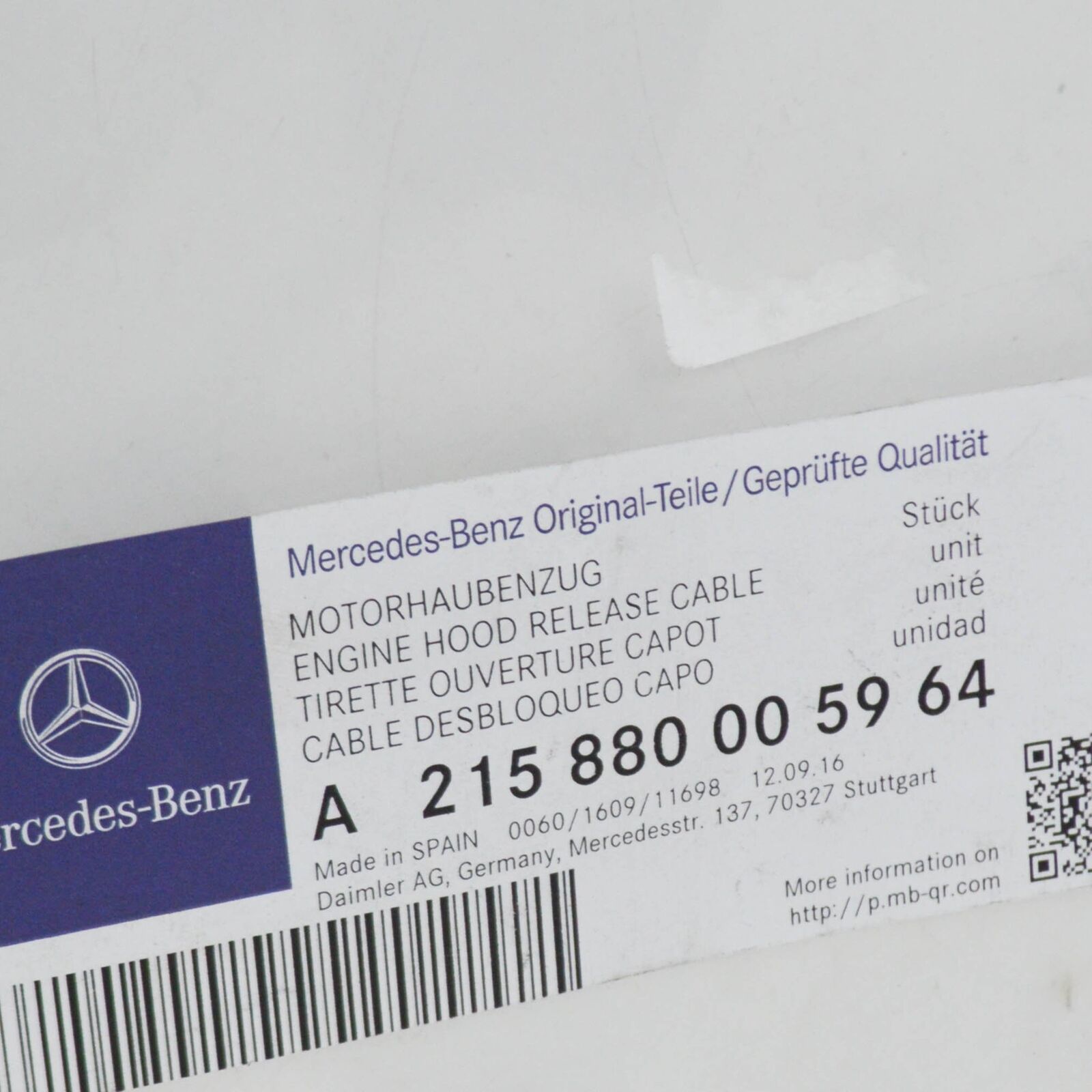 NEW MERCEDES-BENZ CL C215 ENGINE HOOD CABLE A2158800059 ORIGINAL