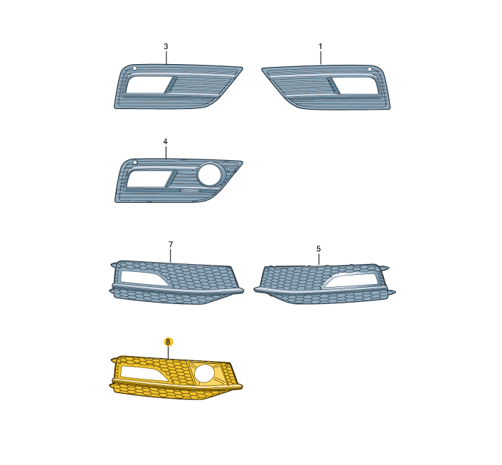 NEW AUDI A4 B8 FRONT RIGHT FOG LIGHT GRILLE 8K0807682NZDE 8K0807682N ZDE