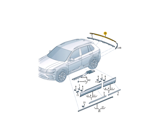 new volkswagen tiguan ad rear bumper center molding 5na853835b2zz original