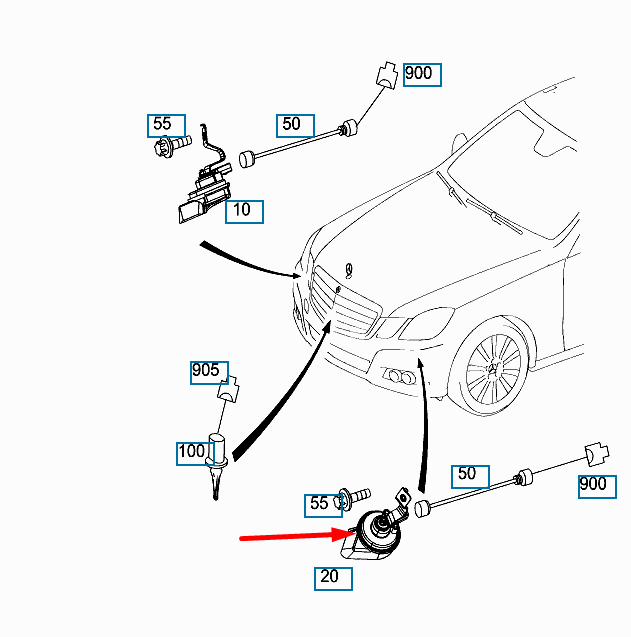 NEW MERCEDES-BENZ E-CLASS W212 HIGH TONE HORN SIGNAL A0075426920 ORIGINAL