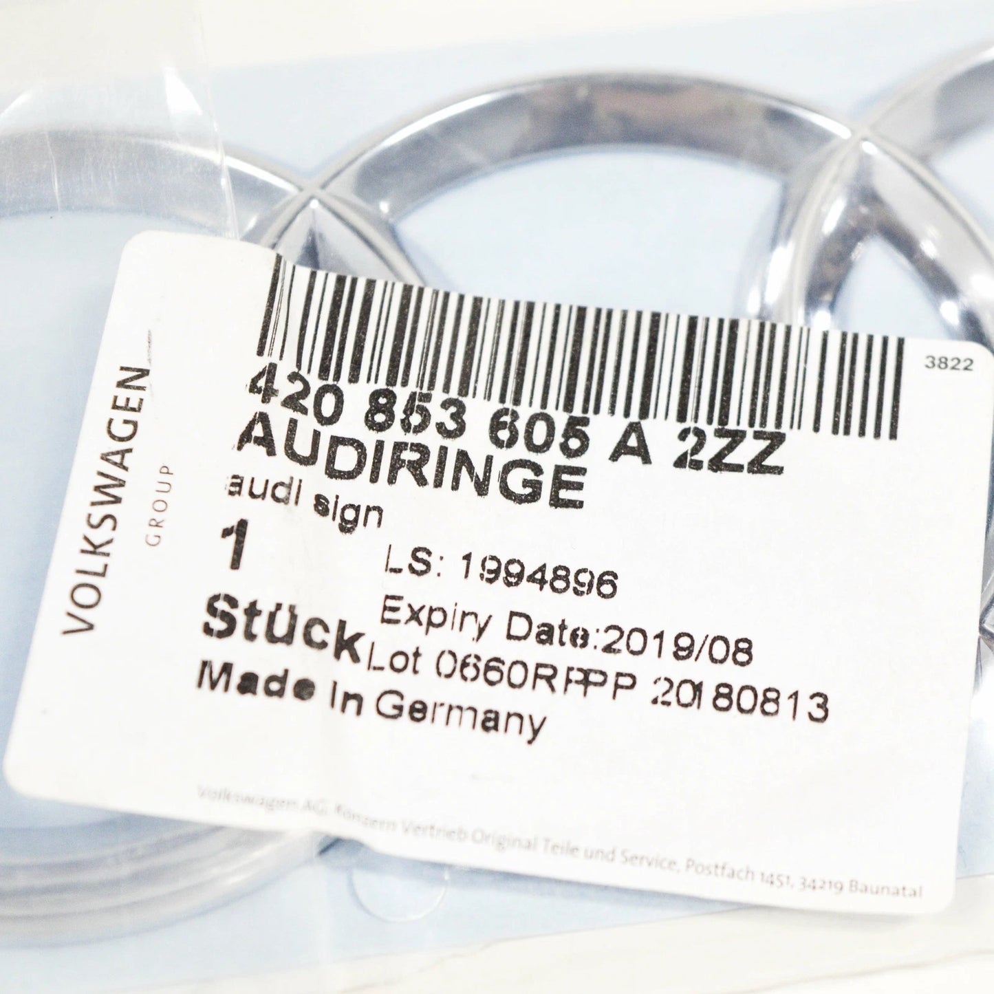 NEW AUDI R8 MK1 42 CHROME EMBLEM FRONT 420853605A2ZZ ORIGINAL