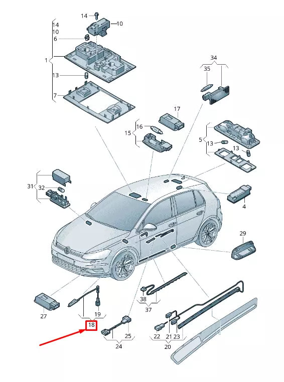NEW VW GOLF VII 5G MK7 FRONT LEFT DOOR LED LIGHT 5G0919415A ORIGINAL